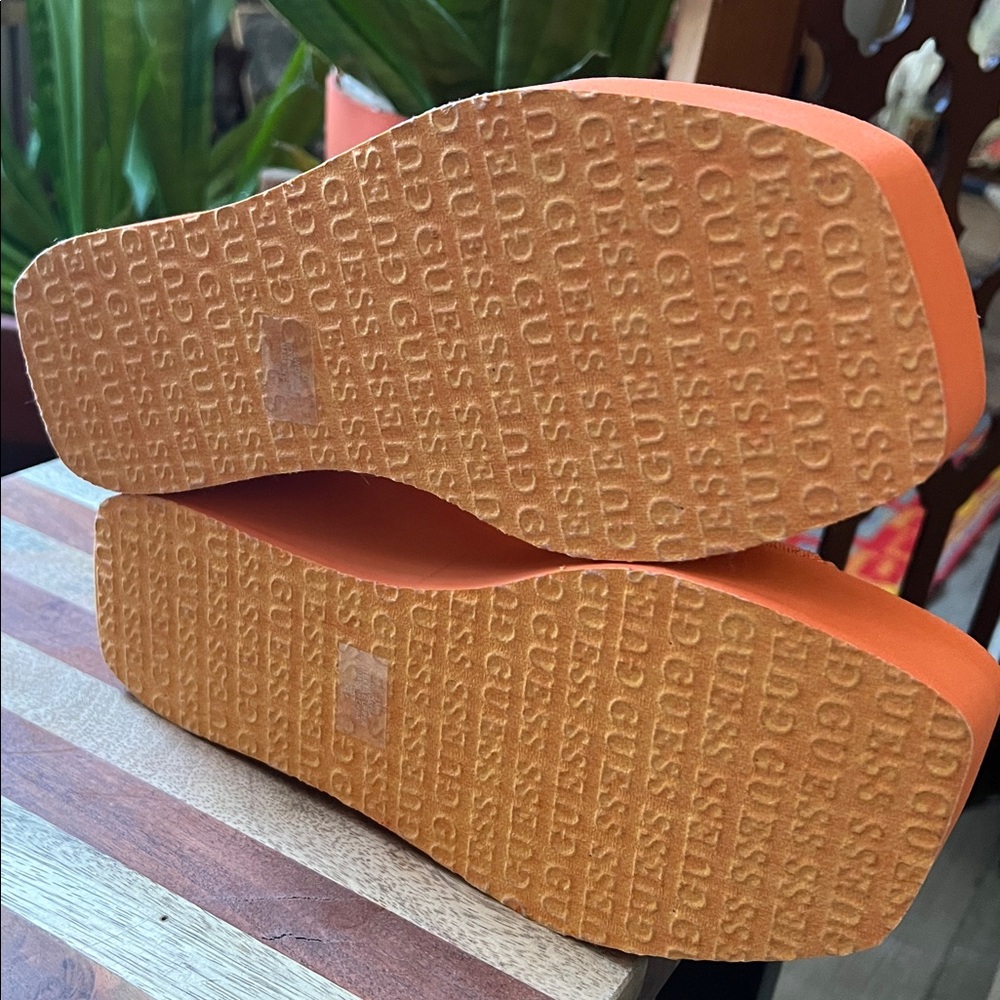 Guess GWDAYSA flatform platform wedge sandals summer shoes 7 women’s orange - Picture 5 of 5
